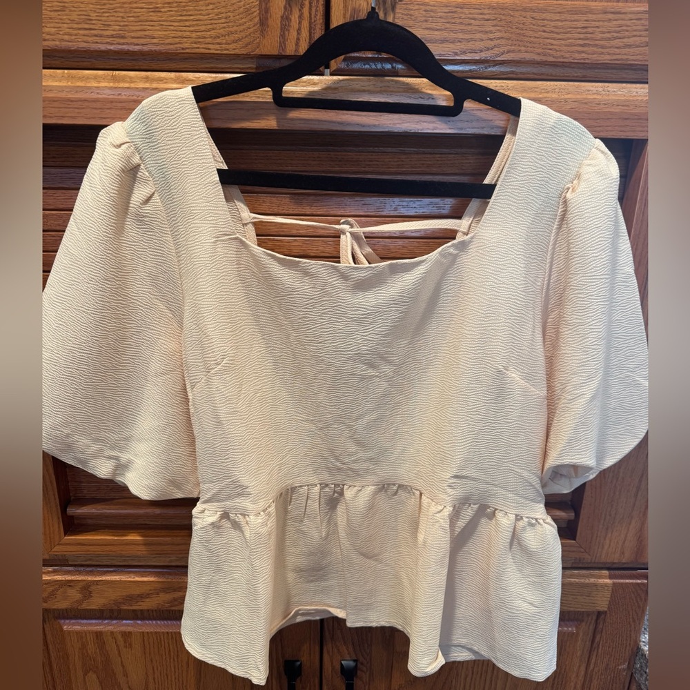 Cream Square Neck Peplum Top